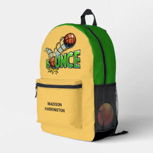 Individuelle Name- und Farbenspiel Basketball Bedruckter Rucksack