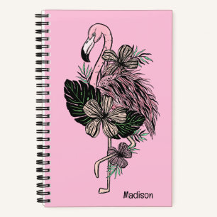 Individuelle Name und Farbrosa Flamingo Notizbuch