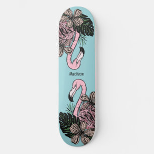 Individuelle Name und Farbrosa Flamingo Skateboard