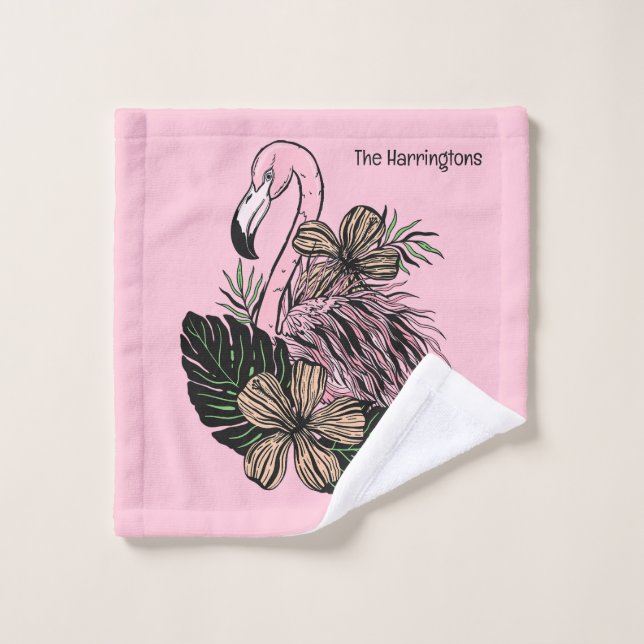 Individuelle Name und Farbrosa Flamingo Waschlappen (Waschlappen)