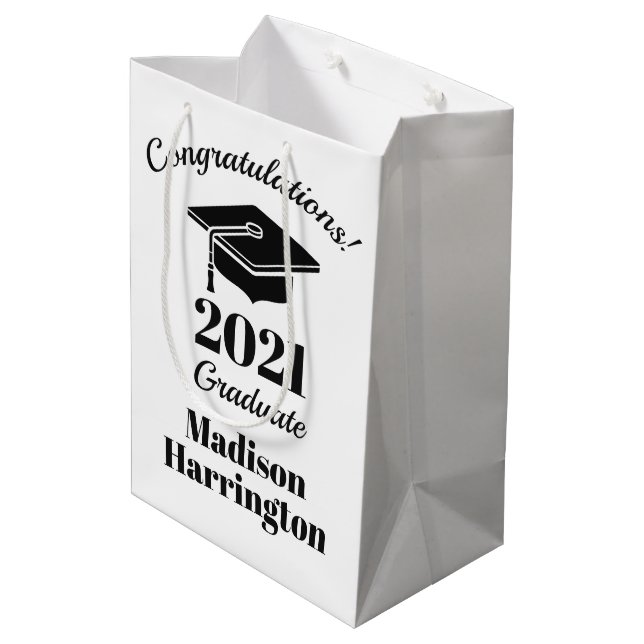 Individuelle Name und Jahr Abschluss Mittlere Geschenktüte (Rückseite Schrägansicht)