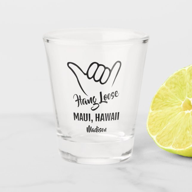 Individuelle Name und Lage Shaka Schnapsglas (Vorderseite)