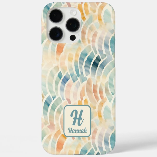 Individuelle Name und Mit Monogramm Wasserfarbe Ge iPhone 16 Pro Max Hülle (Rückseite)