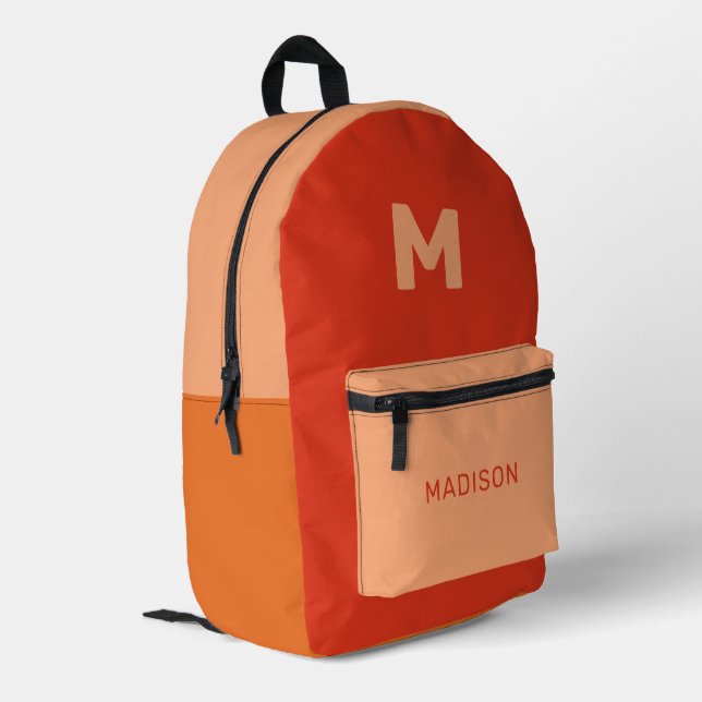 Individuelle Name und Monogramm Bedruckter Rucksack (Rückseitige Ecke links)