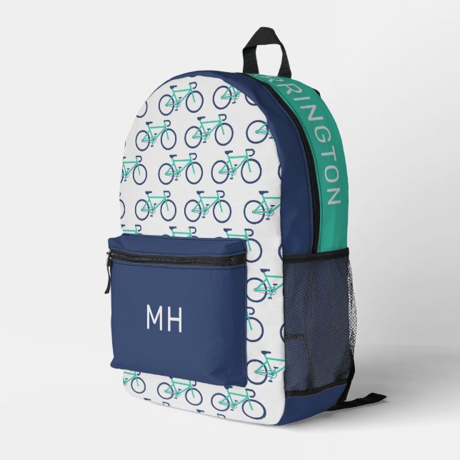 Individuelle Name und Monogramm Fahrrad Bedruckter Rucksack (Rückseitige Ecke Rechts)