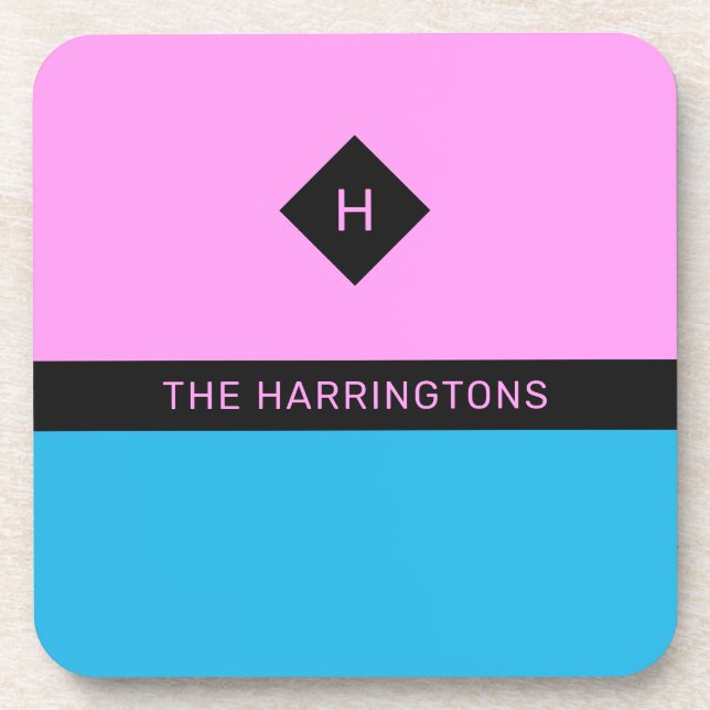 Individuelle Name- und Monogramm-Untersetzer-Set Getränkeuntersetzer (Vorderseite)