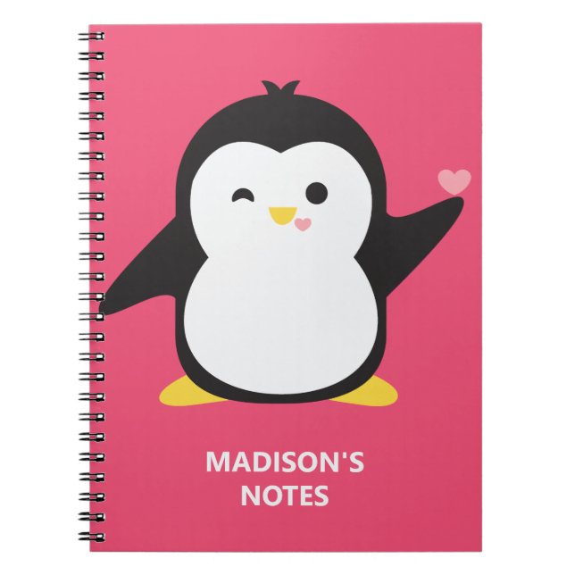 Individuelle Name und niedlicher Pinguin Notizblock (Vorderseite)