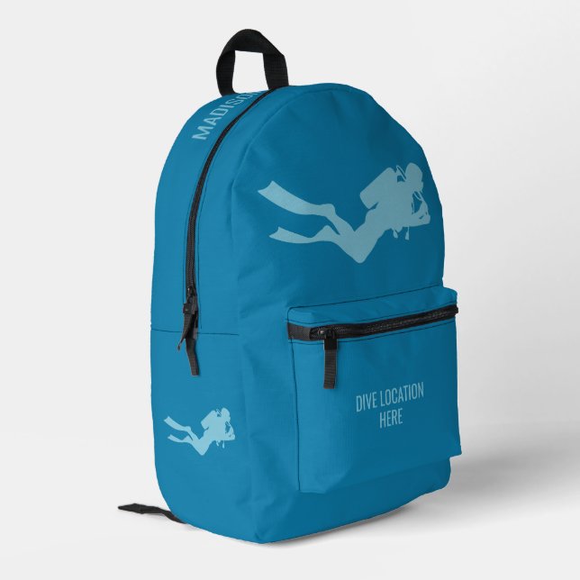 Individuelle Name- und Standorttaucher Bedruckter Rucksack (Rückseitige Ecke links)