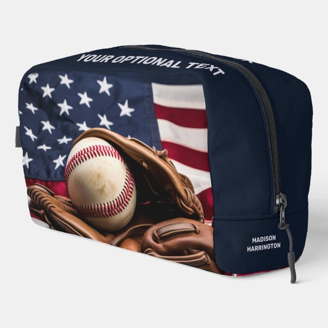 Individuelle Name und Text-amerikanisches Baseball Waschbeutel (Rechte Ecke)