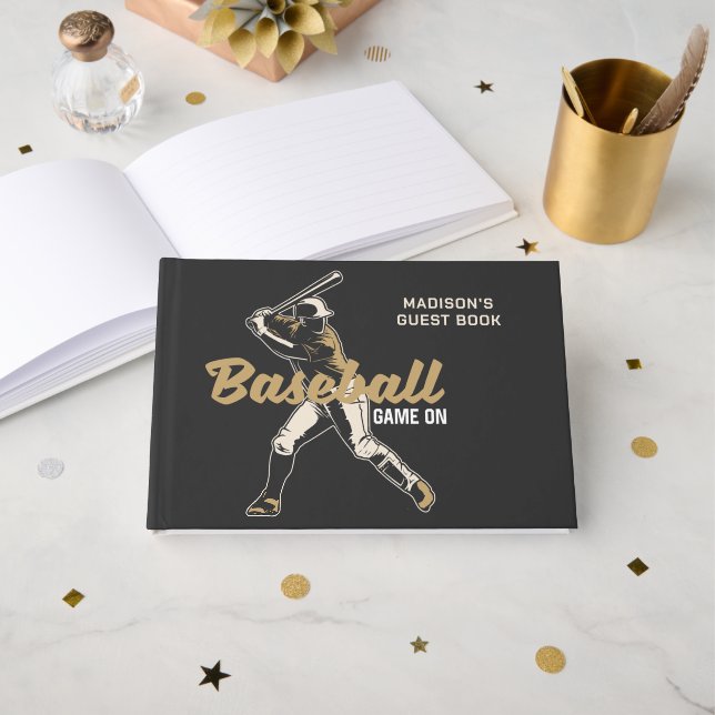 Individuelle Name- und Text-Baseball-Player Gästebuch (Vorderseite Offen)