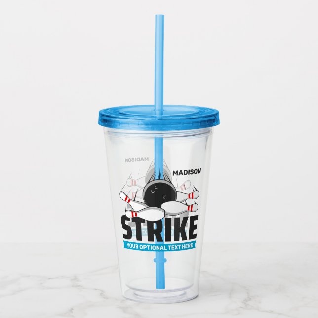 Individuelle Name- und Text-Bowling-Stoß Acryltrinkbecher (Vorderseite)