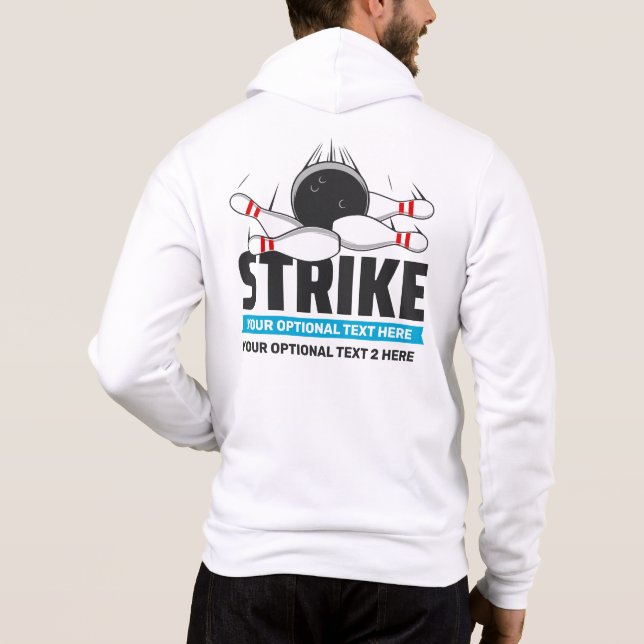 Individuelle Name- und Text-Bowling-Stoß Hoodie (Rückseite)