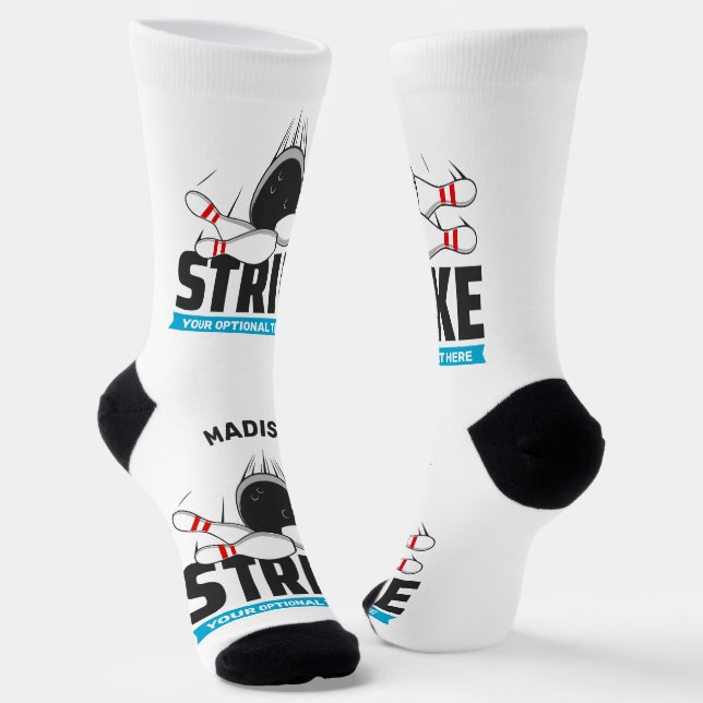 Individuelle Name- und Text-Bowling-Stoß Socken (Gewinkelt)