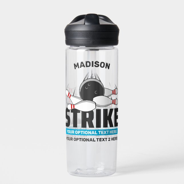 Individuelle Name- und Text-Bowling-Stoß Trinkflasche (Vorderseite)