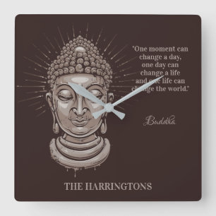 Individuelle Name und Text Buddha Zitat Quadratische Wanduhr