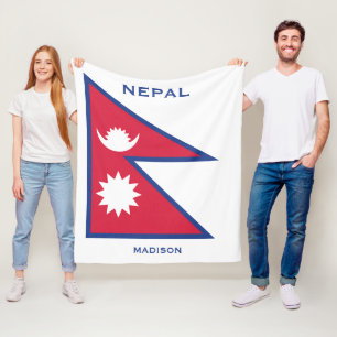 Individuelle Name- und Text-Nepal-Flagge Fleecedecke