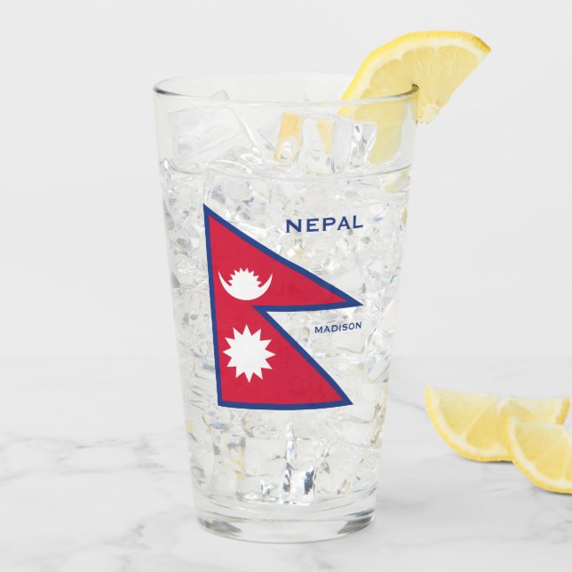 Individuelle Name- und Text-Nepal-Flagge Glas (Rückseite Ice)