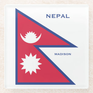 Individuelle Name- und Text-Nepal-Flagge Glasuntersetzer