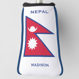 Individuelle Name- und Text-Nepal-Flagge Golf Headcover