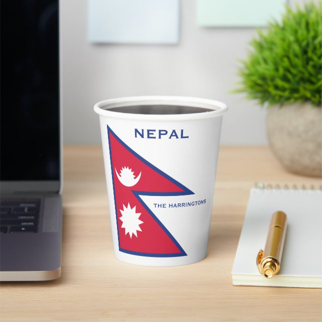 Individuelle Name- und Text-Nepal-Flagge Pappbecher (InSitu)
