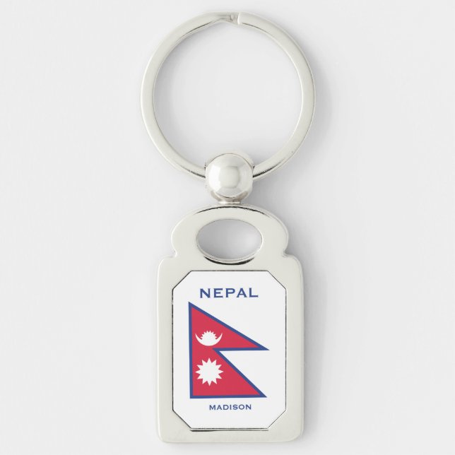 Individuelle Name- und Text-Nepal-Flagge Schlüsselanhänger (Vorderseite)