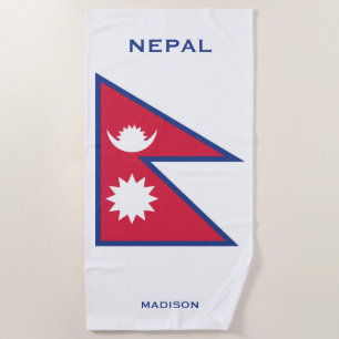 Individuelle Name- und Text-Nepal-Flagge Strandtuch