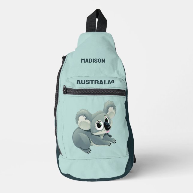 Individuelle Name und Text Niedlich Koala Crossbody Bag (Vorderseite)