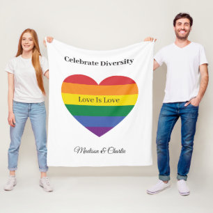 Individuelle Name und Text-Regenbogenherz Fleecedecke