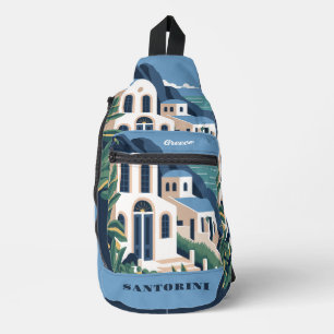 Individuelle Name und Text Santorini Griechenland Crossbody Bag