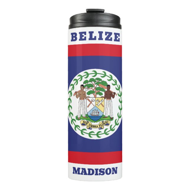 Individuelle Name- und Textbelize-Flagge Thermosbecher (Vorderseite)