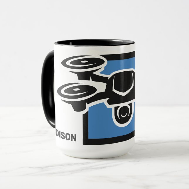 Individuelle Name- und Textdrossel Tasse (Vorderseite Links)