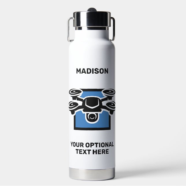 Individuelle Name- und Textdrossel Trinkflasche (Vorderseite)