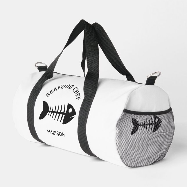 Individuelle Name- und Textfisch Duffle Bag (Rechte Ecke)