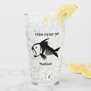 Individuelle Name- und Textfisch Glas