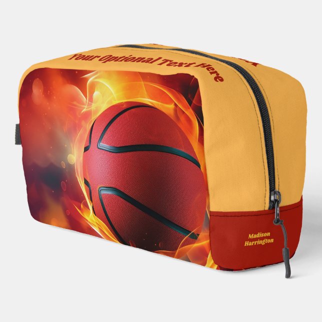 Individuelle Name- und Textflammenbasketball Waschbeutel (Rechte Ecke)