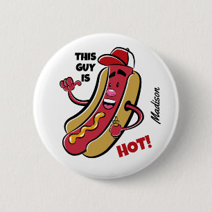 Individuelle Name- und TextHot Dog Button