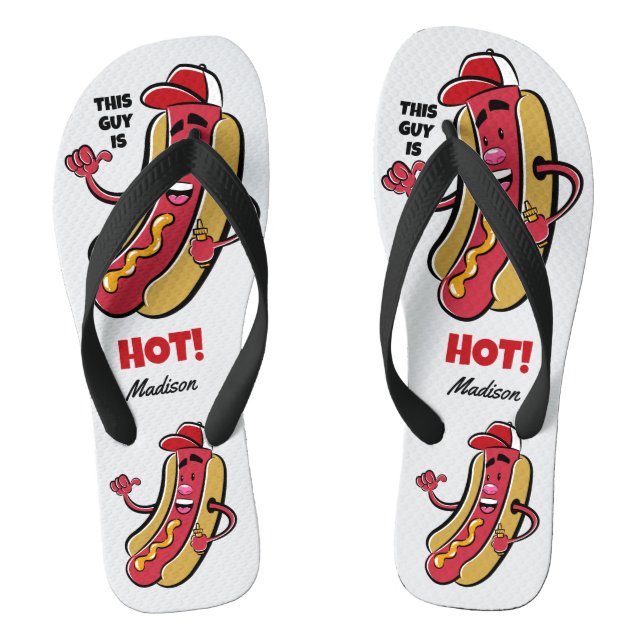 Individuelle Name- und TextHot Dog Flip Flops (Fußbett)