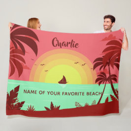 Individuelle Name- und Texttücher für Beach Illust Fleecedecke