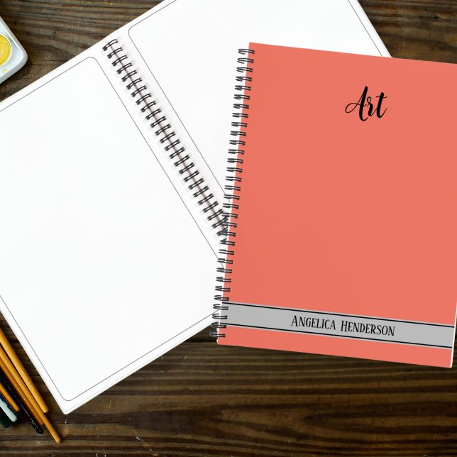 Individuelle Name und Thema Art Farbcode Orange Notizbuch (Custom name and subject Art color code orange Notebook)