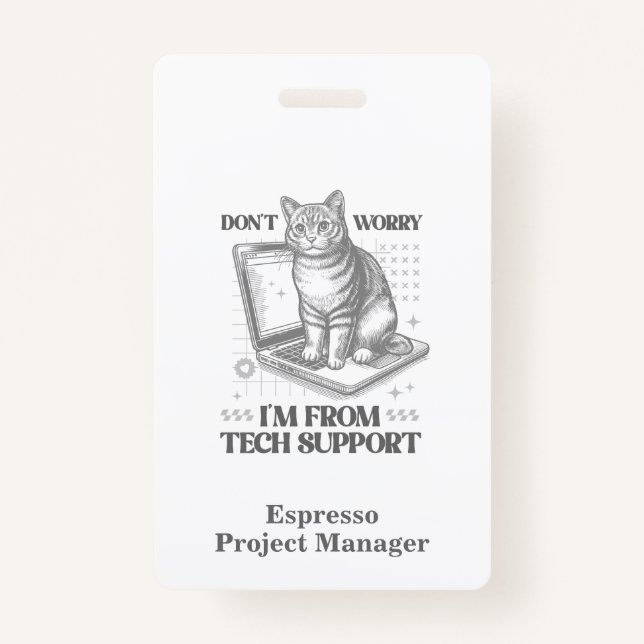 Individuelle Name und Titel Cat Tech Support Abzei Ausweis (Vorderseite)