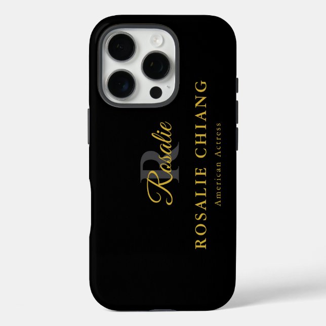 Individuelle Name und Titel mit Monogramm iPhone 16 Pro Hülle (Rückseite)