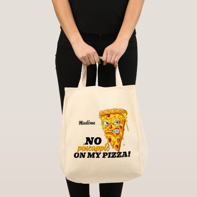 Individuelle Name und Zutaten Angry Pizza Tragetasche (Vorderseite (Produkt))