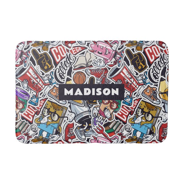 Individuelle Name Uni Comicen Muster Badematte (Vorderseite)