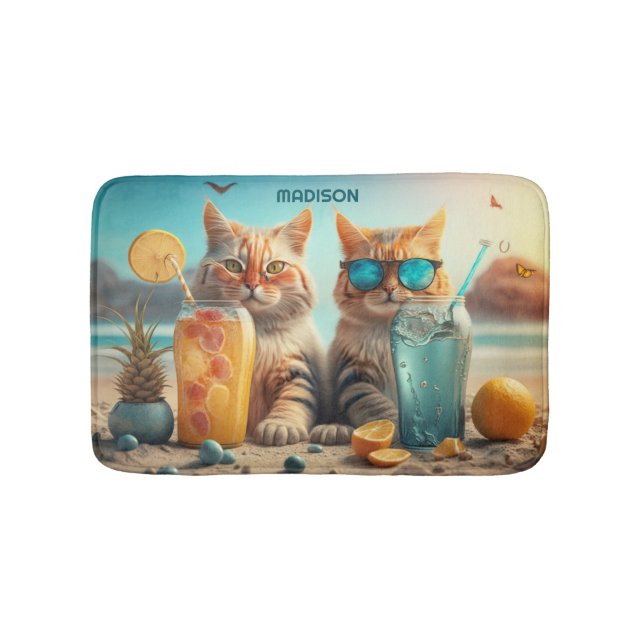 Individuelle Name Urlaub Katzen Badematte (Vorderseite)