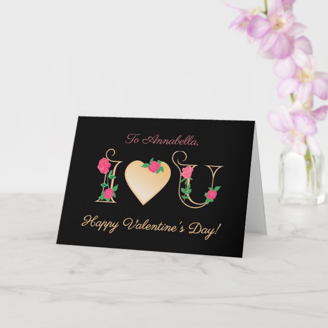 Individuelle Name-Valentinstag mit Rote Rosen-Kart Karte (Orchidee)