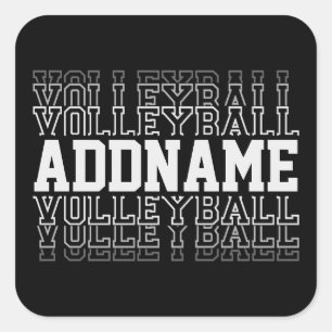 INDIVIDUELLE NAME Vanishing Volleyball Logoteam Quadratischer Aufkleber