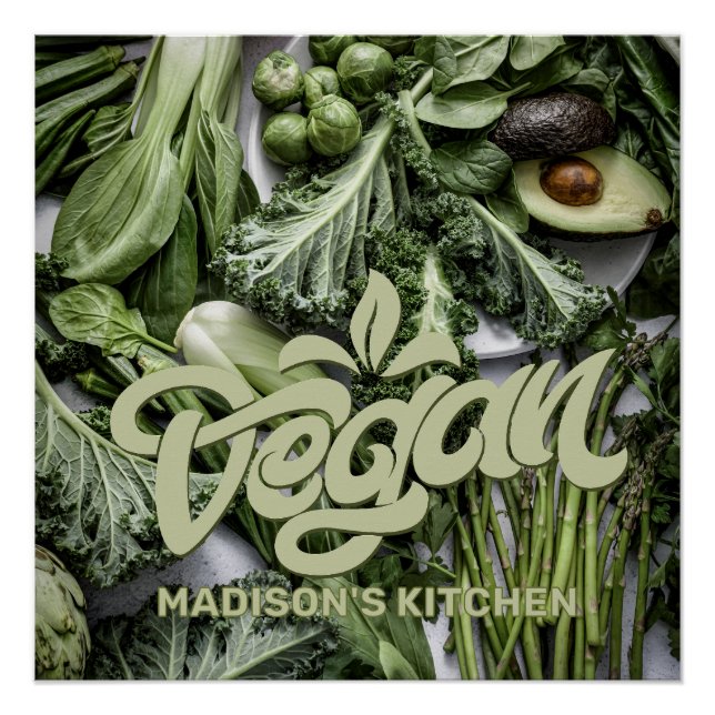 Individuelle Name Vegan Poster (Vorderseite)