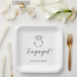 Individuelle Name Verlobte Diamantenring-Engagemen Pappteller