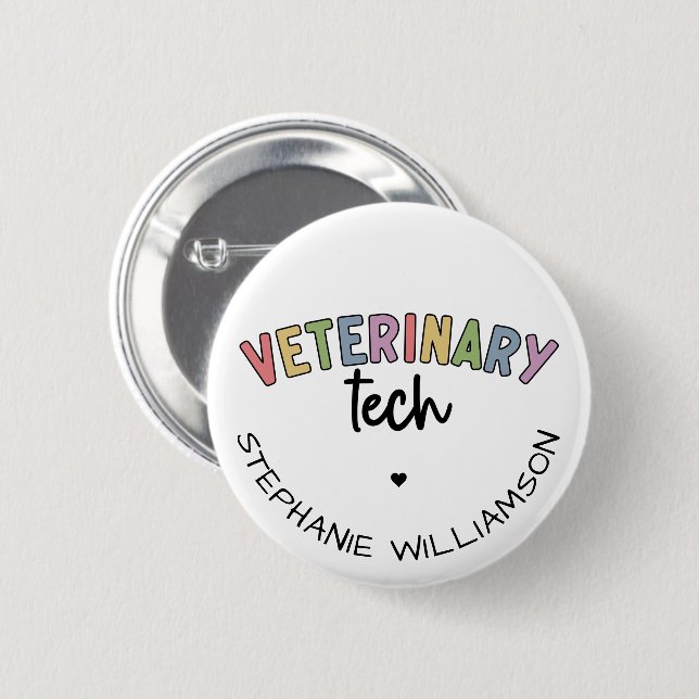 Individuelle Name Veterinary Tech | Tierarzt Button (Vorne & Hinten)
