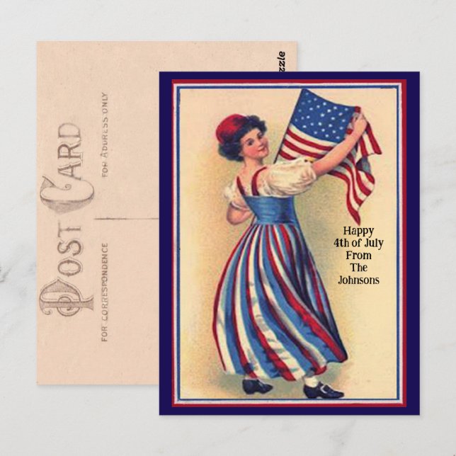 Individuelle Name Vintag Amerikanische Unabhängigk Postkarte (Vorne/Hinten)